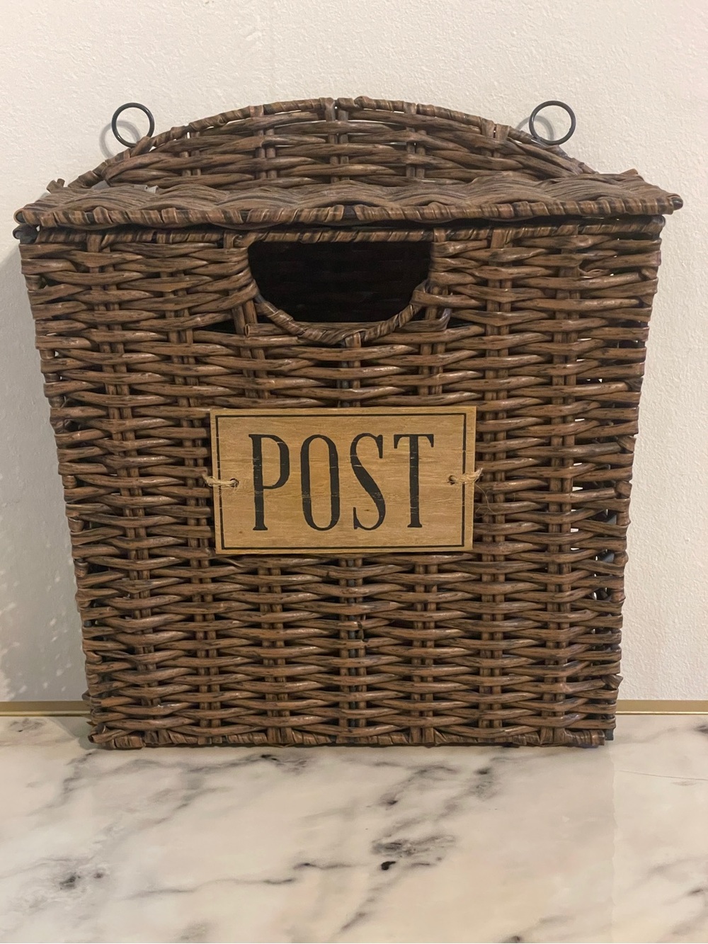 Rattan Hanging Rustic Basket for Mail or Storage 13”x5”x11.5”